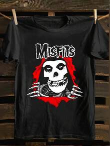 Misfits Men'S Punk Rock Graphic T-Shirt - Soft 100% Black Band Tee With Bold Skull ; Misfits Lettering. Retro Punk Style Short Sleeve Round Neck. Machine Washable Casual Shirt For Concerts. Casual Attire ; Punk Subculture Fashion. Men Graphic T Shirt. Men Shirt. Graphic Tee Men. Men Graphic Tee. T Shirt For Men. Funny Tshirt. Men Clothe,Men Shirts Black - 黑色 - 查看 1