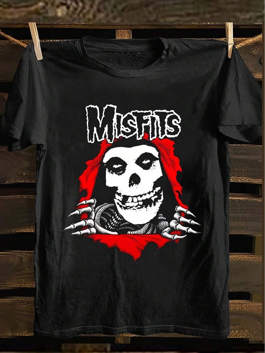 Misfits Men'S Punk Rock Graphic T-Shirt - Soft 100% Black Band Tee With Bold Skull ; Misfits Lettering. Retro Punk Style Short Sleeve Round Neck. Machine Washable Casual Shirt For Concerts. Casual Attire ; Punk Subculture Fashion. Men Graphic T Shirt. Men Shirt. Graphic Tee Men. Men Graphic Tee. T Shirt For Men. Funny Tshirt. Men Clothe,Men Shirts Black - 黑色 - 查看 1