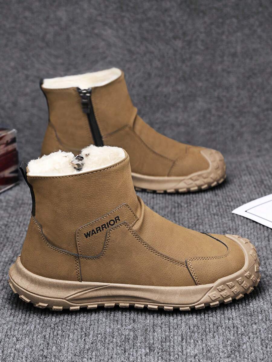 1 Pair WARRIOR Men's Thick Sole Snow Sports Shoes, Lace-Up Soft Bottom Casual Shoes, Low-Top Outdoor Flat Shoes, Suitable For Spring/Autumn Commuting, Hiking, Student Graduation Photos, Round Toe Low Heel Soft Bottom Men Sports Skateboard Shoes - Brown - View 1