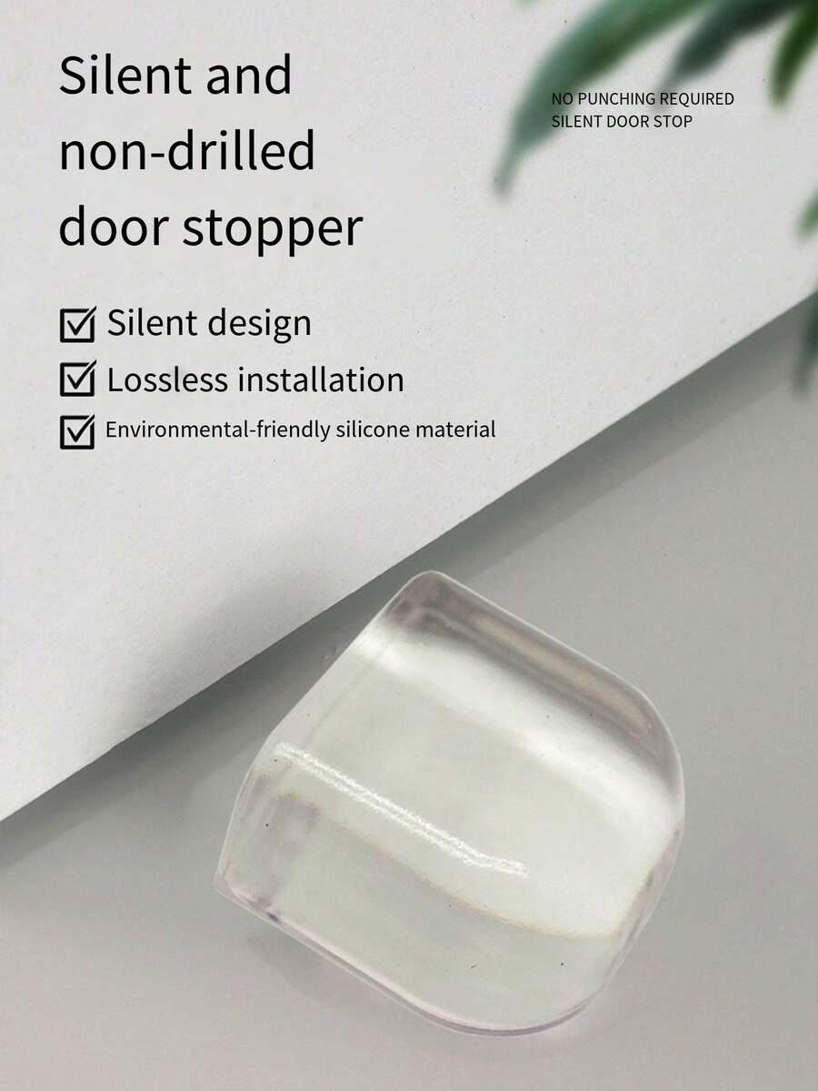 Bộ 5 nút chặn cửa trong suốt - Không cần khoan, bảo vệ sàn nhà và tường, được làm từ nhựa PET chống trầy xước và có chức năng giảm sốc, phù hợp với sàn gỗ, sàn gạch, văn phòng và nhà ở.