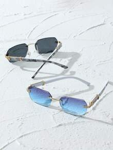 1/2件装塑料和金属精致简约复古男士时尚眼镜，适合热带海滩度假、钓鱼、高尔夫等户外休闲活动，可作为配饰。