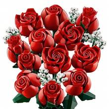 Decorative Bouquet Of Roses And Orchids To Assemble With Eternal Flowers, Block Toy, Valentine's Day Gift - 紅色 - 查看 5