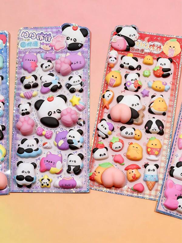 3D Cute Animal Panda, Rabbit, Cat Paw Foam Stickers, Fun Stress Relief Stickers, Decorative Stickers For Water Bottle, Keyboard, Desk, Children's Rewards, 3D Scrapbooking Stickers Toys