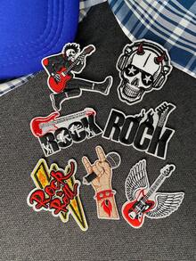 Set de 2/6 piezas de parches bordados de calavera y guitarra rock de estilo punk para música callejera, para planchar o coser en ropa, accesorios, mochilas, vaqueros, chaquetas, camisetas, gorras, vestidos, etc.