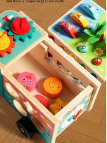 Drewniany samochodzik do wczesnej edukacji, zabawka edukacyjna, samochód dla dzieci ciągnący marchewki, przyczepa wielofunkcyjna z funkcją rozpoznawania kolorów