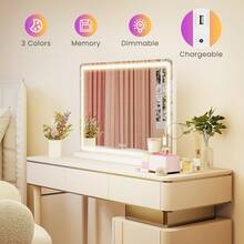 Sweetcrispy LED Vanity Mirror With Lights, Dimmable 3 Color Modes Makeup Mirror With Memory Function, USB Charging, Aluminum Frame, Lighted Mirror For Desk Or Bedroom - Xem 7