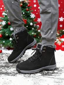 بوت رجالية للخارج جديدة للخريف/الشتاء، بوت عالية الكاحل ذات نعل سميك، خفيفة الوزن وداف ئة، بوت شتوية رجالية من البولي يوريثان مقاس كبير (39-47 أوروبي)، بوت للتنزه والمشي في الهواء الطلق، بوت شتوية رجالية، بوت للتخييم، بوت للمسارات الخارجية، بوت تسلق، مبطنة بطبقة عازلة، بوت كاجوال مريحة، بوت مشي دافئة، مضادة للانزلاق وقوية، بوت ثلج سوداء