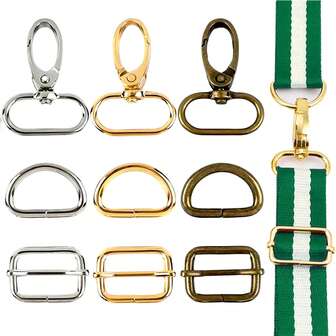 15/30pcs Keychain Hooks With D-Ring Set, Swivel Clips, Sliding Hooks, D-Ring Sliders, Suitable For Handbags, Wallets, Straps, Backpacks, DIY Crafts, Dog Collars, Casual Zinc Alloy, All Seasons
