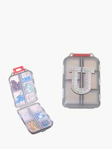 1pc New Pearl Letter A-Z 10 Grids Pill Box Organizer - Portable Folding Medicine Box, Daily Medication Planner And Capsule Dispenser, Suitable For Travel, Vitamins, Supplements, Weekly Travel Pill Box, Travel Pill Organizer - Multicolor - View 22