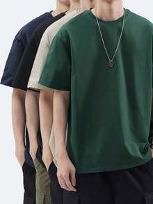 4-Pack Classic Cotton Tees – Men's & Women's Basic Crew Neck Short Sleeve Tops – 180g Heavy Cotton Tshirt Set, Soft & Breathable Blank Apparel – Perfect For Layering, Gym, Outdoor, Or Holiday Gift Giving - 混合顏色 1 - 查看 6