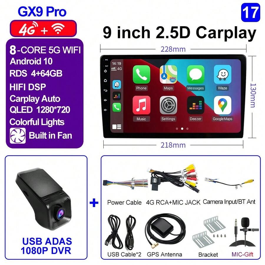 CAIXI 9/10 Inch 2din Android Auto Wireless GPS Car Radio Multimedia Stereo For - 9 4G(4-64)1080PDVR - View 1
