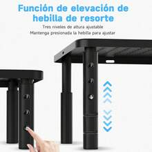 Soporte para Monitor y Laptop Ajustable para Escritorio, 3 Alturas, Metal Negro - Negro - Ver 10