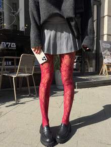 1 pieza Medias de red de araña de alta elasticidad y talla grande, medias negras sexys de estilo gótico vintage para mujer, adecuadas para Halloween, Y2K