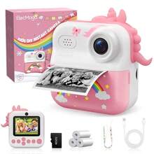 Kids Instant Print Camera HD Digital Camera For Girls Boys Toddler Age 3+, Rechargeable 32GB Card, Flash Filters Frames, Drop-Proof Case, Portable Travel Party Birthday Gift Toy,Kids Toys, Toys For Girl, Kids Books, Easter Gifts - Pink - View 11