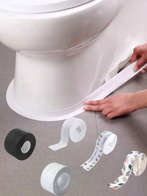 White/Black/Marble/Leaf/Flower Pattern Sealant Waterproof Sealant Mildew Proof Kitchen Sink Oil Proof Cooktop Sticker Water Block Strip Toilet Toilet Edge Seam Sealant