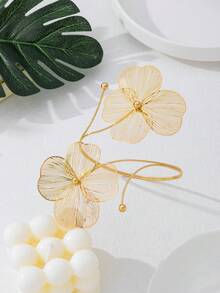 Elegante Flor de Quatro Folhas Oca 3D Tornozelo, Acessório de Joalheria Feminina, Presente de Festa - Dourado - Visão 5