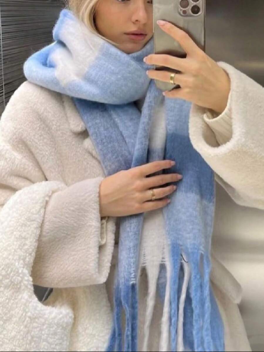 1pc Plus Size Plaid Scarf, Soft & Warm Scarf For Women, Autumn/Winter For Dress,Beach,Holiday,Accessories,Travel Essential - Multicolor - View 1