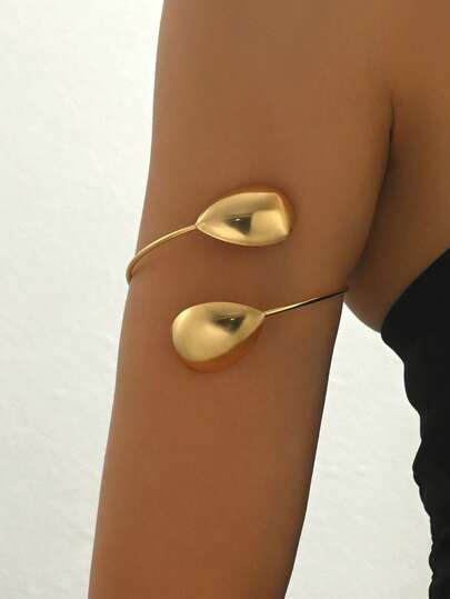 1pc Exaggerated Geometric Smooth Water Drop Open Bangle Bracelet For Women