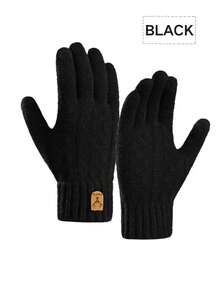 1 Par de Luvas de Malha Quentes de Inverno para Homens, com Dupla Camada e Pontas dos Dedos Compatíveis com Tela de Toque, para Festas, Direção, Corrida, Jogos de Celular e Atividades Diárias, Acessórios de Halloween, Luvas de Inverno, Luvas de Neve