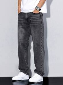 Teens' Casual Simple Fashion Jeans - 深灰色 - 查看 4