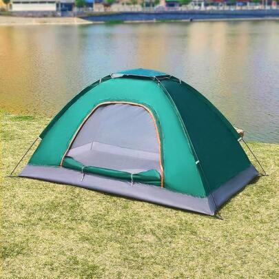 Foldable Tent, Easy To Assemble Bicolor Tent, 2-Person Camping, Sun Shade, Breathable Mesh, Rain-Proof, Storage Bag, Random Color, Multi-Person, Multi-Size