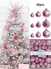 42pcs Christmas Ball Gift Box, Plastic Ball Hanging Decorative Ball, Christmas Decorations, Christmas Party Christmas Atmosphere Decoration Props, Suitable For Christmas Tree Scene Decoration, Room Decor, Home Decor, Bedroom Decoration, New Year Decoration, Outdoor Decoration, Holiday Party Decoration, Christmas Theme Holiday Hanging Ornaments, Christmas Gift, Gifts For Friends And Family, Christmas Decor Winter Christmas Decorations Home Christmas Gifts Christmas Decor - Multicolor - View 2