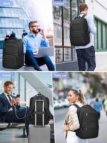 NEWHEY Laptop Backpack Waterproof Large Capacity 15.6 Inch Computers USB Port For Men Travel Backpack Outdoor Lightweight Work School Water Resistant Waterproof Backpack Laptop