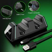 Estación de carga rápida para controladores X-ONE/S/X X-Serise S/X, 1 base de carga*2 baterías de 800mAh*4 cubiertas de batería, solo toma 2.5 horas cargar 2 controladores, lo que puede extender el tiempo de juego en reuniones familiares y fiestas de juegos - Negro - Ver 5