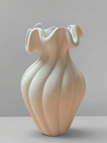 1pc White Vase, Sculptural Grooved Design, Suitable For Living Room And Bookshelf Decor, Available In M/L/XL Sizes - Multicolor - View 13