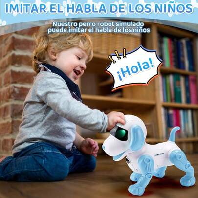 Nasjac Perro Robot de Control Remoto, Juguetes Robots para Niños Inteligente con Luces y Música, Recargable Perro Robótica Programable, Hablar Caminar Interactivo, Regalos de Día del Niño