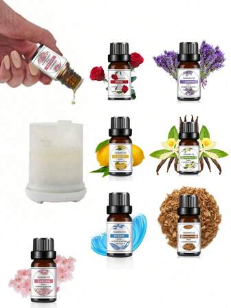 Aromatherapy Essential Oil Set, Humidifier Specific Essential Oil Plant Essential Oil Set, Rose Vanilla Lavender Sandalwood Cherry Blossoms Lemon Sweet Orange Blue Wind Chime Aromatherapy Essential Oil