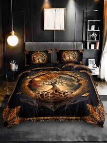 2/3件套生命之树与神秘宇宙床上用品套装（1个被套+1/2个枕套，不含枕芯），高清印花，适合家居和宿舍，四季皆宜 - 彩色 - 查看 7