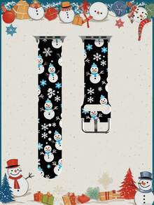 [Christmas Theme Smart Watch Band] 1pc Silicone Material Smart Watch Strap,Compatible With Apple Watch, Covering Case Sizes 38/40/41/42/44/45/ 46/49mm.Also Compatible With Samsung, Huami, Garmin, And Honor Smartwatches That Use Standard 20/22mm Lug Widths.Holiday Gift For Women/Men