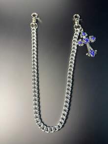 1 件复古双层十字链、钱包链、朋克牛仔裤链、口袋链、男士钥匙扣