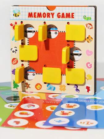 1pc Montessori Wooden Memory Chess Game Set 10 Double-Sided Theme Cards Colorful Flip Match Board Toddler Toys For 3-6 Years Kids Toys Educational Learning Toys Memory Training Concentration Game Animals Fruits Vehicle Christmas Marine Insect Letter Shape Montessori Toys Preschool Kindergarten Family Activities Christmas Birthday Gifts For Boys Girls