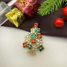 Damska broszka z kryształkami w kształcie choinki, modna, idealna do noszenia na co dzień - drzewko świąteczne - Zobacz 11