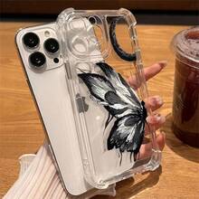 Protección de bolsa de aire anticaídas en las cuatro esquinas | Cubiertas Protectoras para Teléfonos: Silicona Suave Transparente con Estampado de Ballena de Mariposa | Compatible con Samsung (Series A, S, Note 10/20),  (16, 15, 14, 13, 12 Pro Plus, X, XS Max) y OPPO, Redmi, , Honor - transparente - Ver 2