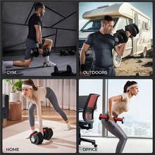 Butterslay 12-In-1 Fast-Adjust Dumbbell With 8 Weight Plates & Tray, Anti-Slip Handle Design, Variationfrom 3lbs To 40lbs, For Home, Office, Gym, Balck * Red - màu đen - Xem 2