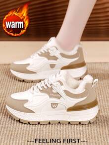 LISM 1 Pair Women's Low-Top Casual Winter Shoes, 2025 Winter New Versatile High-Value Warm Thermal-Lined Anti-Cold Anti-Slip Outdoor Personalized Skateboard Shoes - Khaki - View 6