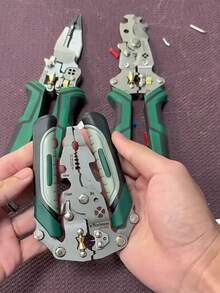 1pc Foldable Wire Stripper/Cutter Pliers, Multi-Functional Folding Wire Stripper, Electrician Specialized Tool, Industrial Grade Multi-Purpose Wire Stripping Pliers With Screw Driver, Winding Pulley Design