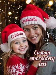 Cappello di Babbo Natale personalizzato - Cappello natalizio rosso con personalizzazione del nome di Babbo Natale, cappello di Babbo Natale in poliestere leggero per adulti, festa di Natale, servizi fotografici, regali natalizi personalizzati - cappello con nome facile da indossare, cappello di Natale divertente, celebrazione stagionale, design festivo, cuciture durevoli, accessori per feste, ricercatori di regali, pianificatori di feste, cuciture di alta qualità
