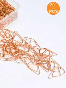 100pcs Mini Golden Water Drop Shaped Paper Clips, Multipurpose Metal Office Supplies, Suitable For Study, Office And Home, Back To School, Stationery - Teardrop Shape - View 8