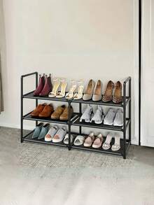 1pc Double-Deck Simple Dust-Proof Shoe Rack, Storage Shelf, Space Saving, Sturdy, Fashionable, Easy To Assemble And Disassemble, Portable, Suitable For Living Room, Bedroom, Entryway, Office, Home, Multi-Layer Storage, Holiday Gift, Valentine's Day Gift, Children's Gift - Multicolor - View 5