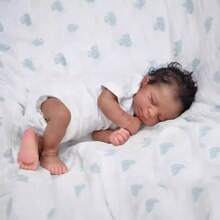 Reborn Baby Dolls Silicone Vinyl Full Body  Girl 18 Inch Reborn Toddler Dolls Silicone Baby African American Black Newborn Baby Dolls With Hand Implanted Soft Hair - 黑色 - 查看 5