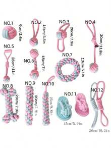 Juego de cuerdas para masticar para perros, bola de cuerda juguete para gatos y perros, palitos y juguetes para masticar para cachorros, suministros para mascotas pequeñas