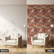 REWOMC 3D Wall Panels Peel And Stick , 100 PCS 15inch*13.8inch Foam 3D Wallpaper, Faux Brick Wall Panels For Bedroom, Stairs, Kitchen Waterproof And Moisture-Proof, Can Be Cut To Fit Living Room Decoration, Easy To Clean, And Suitable For Home Decoration - Mẫu gạch đỏ - Xem 6