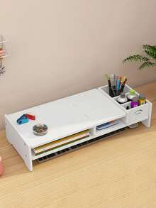 1 PC, Durable PVC Material Multi-Tier Monitor Stand, Ergonomic Computer Riser Desk Organiser, Desktop Storage Rack For Desk Accessories Office, Laptop Accessories, Room Decor, Bedroom Decor, Workspace Desk, New Year Valentine's Day Decor. - Multicolor - View 13