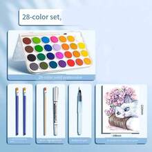 Set Cat Air Padat 12/21/36/48 Warna, Cat Gouache Bentuk Kue untuk Lukisan Seni Siswa, Perlengkapan Sekolah. - MultiWarna - View 6