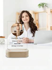 Customized Acrylic Trophy With Wooden Frame, Can Customize Photos And Text, 8 Styles, Designed Specifically For Thanking And Honoring Retired Employees, Transparent Sports Trophy, Appreciation Gift, Personalized Gift - Multicolor - View 5