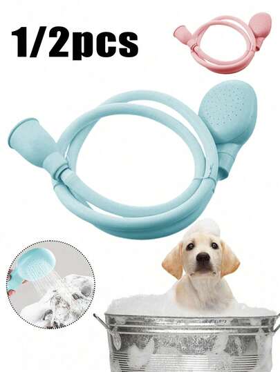 1/2个升级版多功能手持花洒，配有柔性PVC软管和镀铬水龙头适配器 – 高压柔和喷淋，适用于洗发、宠物洗澡 – 安装简便，通用型，适用于家庭、房车和户外使用